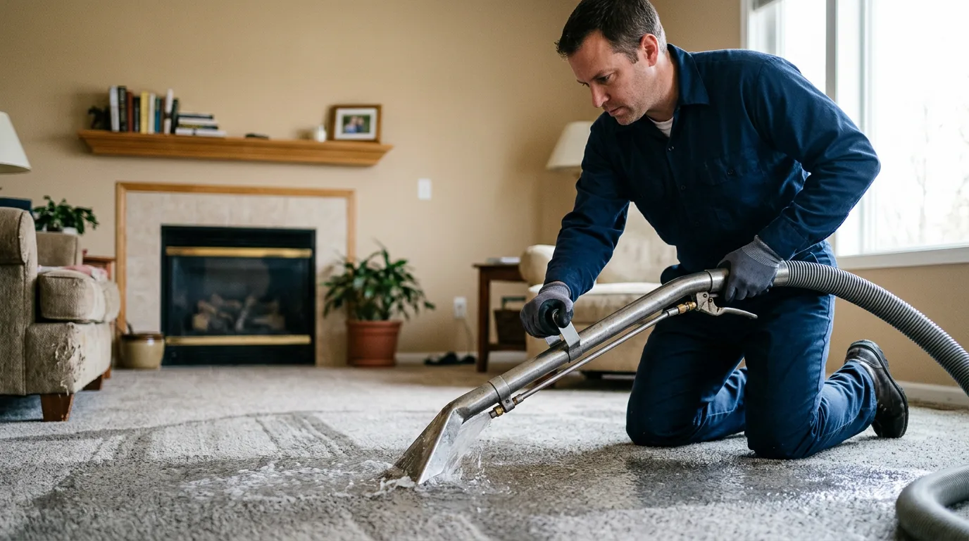 Water damage restoration technician working near Batavia, NY